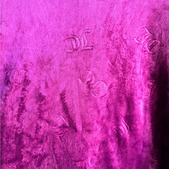 Juicy Couture Magenta Velour Logo Sweatshirt Y2K 2000s Loungewear Cozy L - Picture 2 of 4
